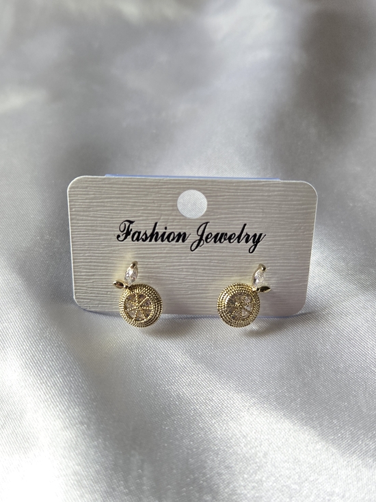Fashion Jewelry Jewelry - Fashion Jewelry Gold Lemon Slice Stud Earrings with Clear Accent Stone NWOT